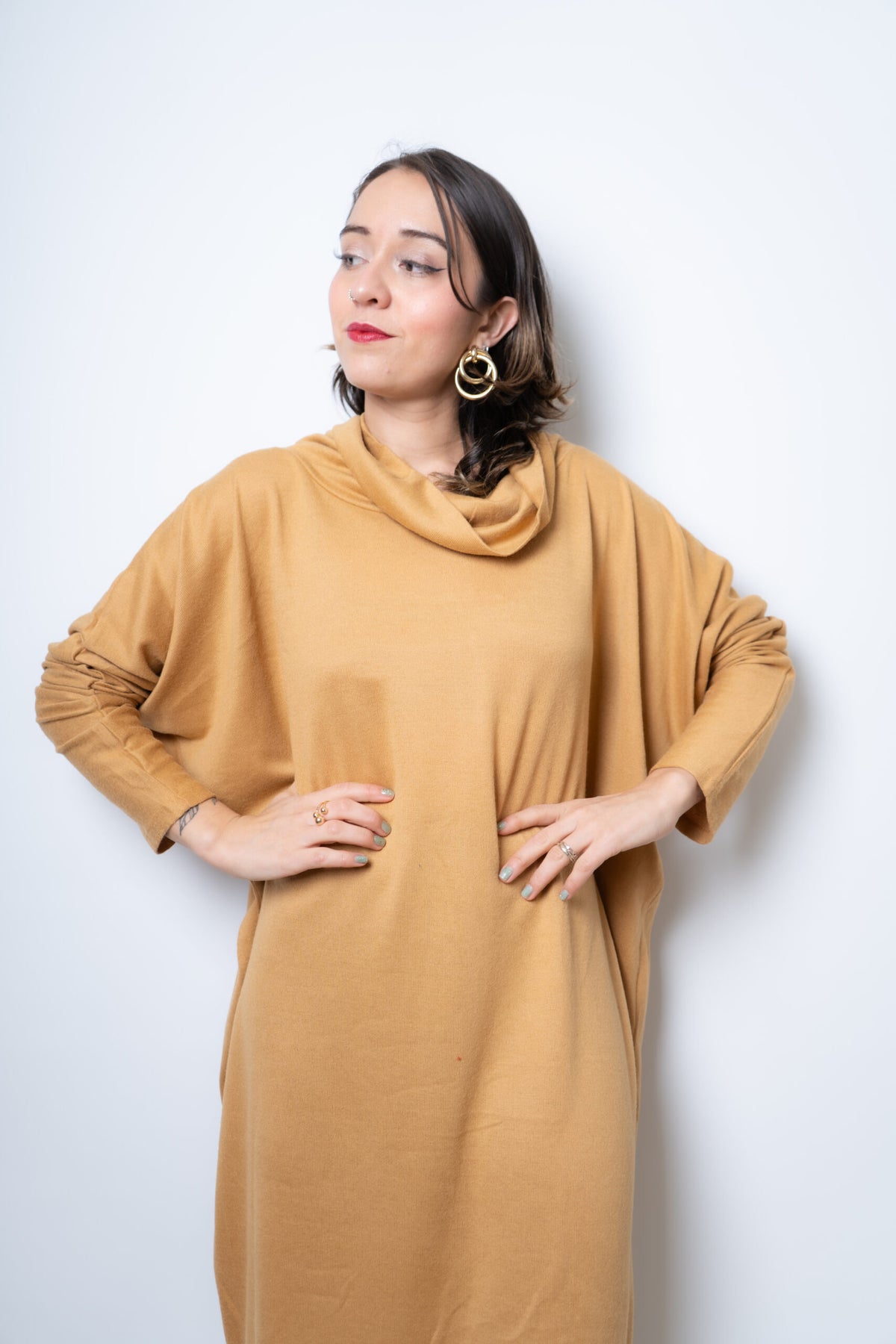 Vestido Lanilla algodón - con cuello - Amarillo