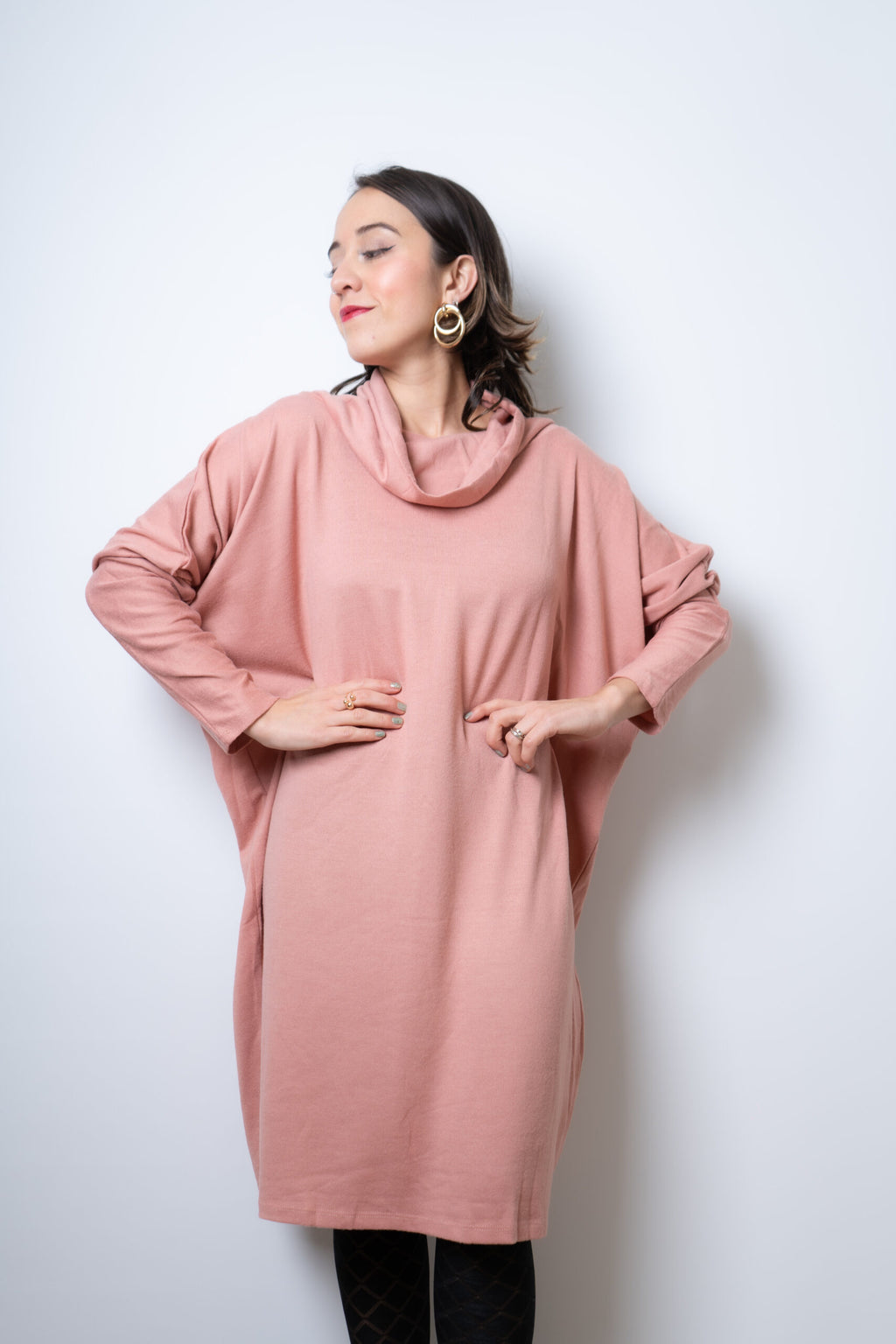 Vestido Lanilla algodón - con cuello - Rosado
