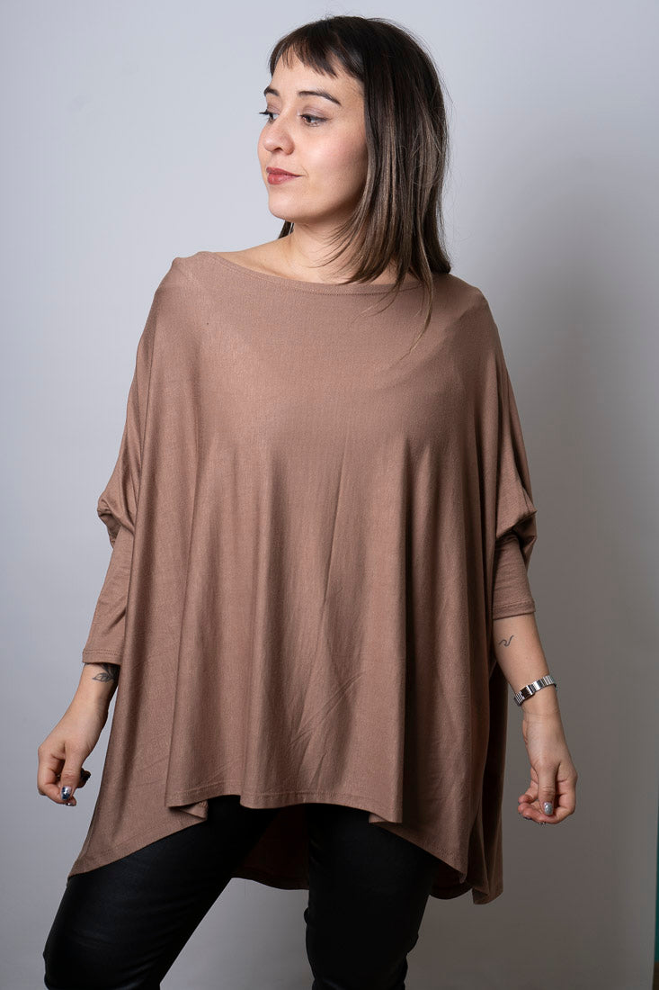 Polera Monica - con mangas - Cafe Taupe