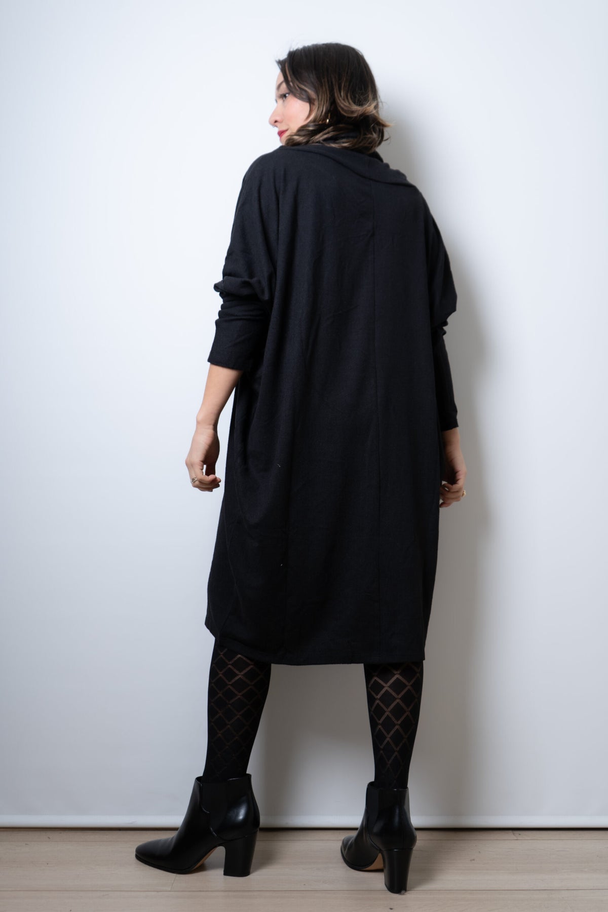 Vestido Lanilla algodón - con cuello - Negro