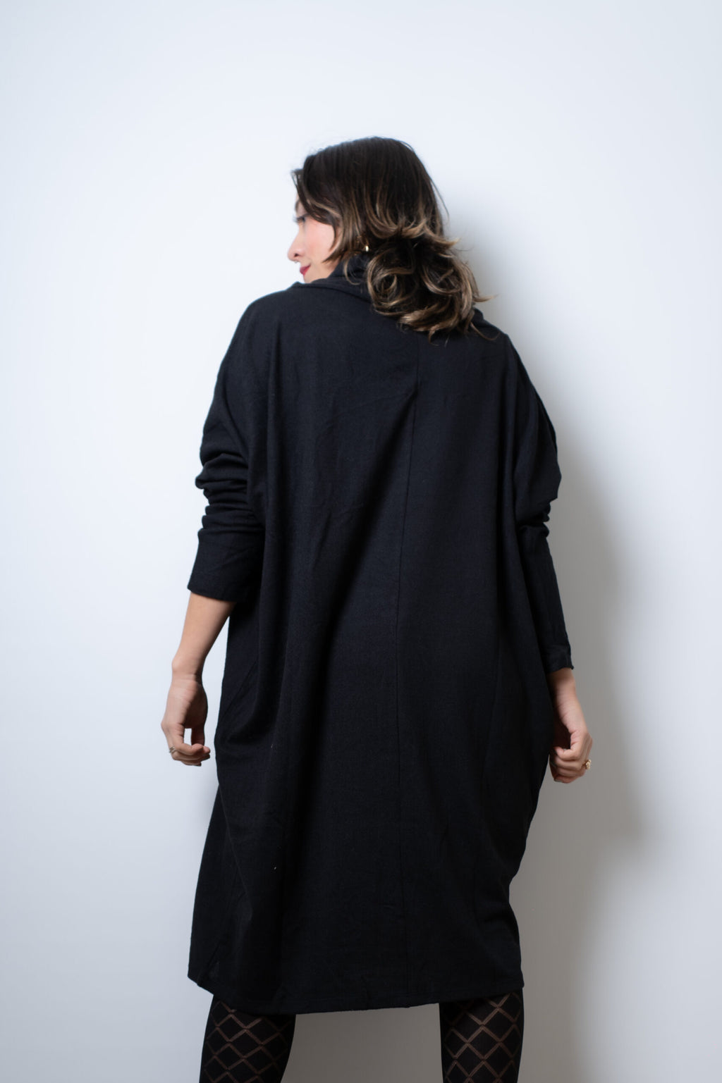 Vestido Lanilla algodón - con cuello - Negro