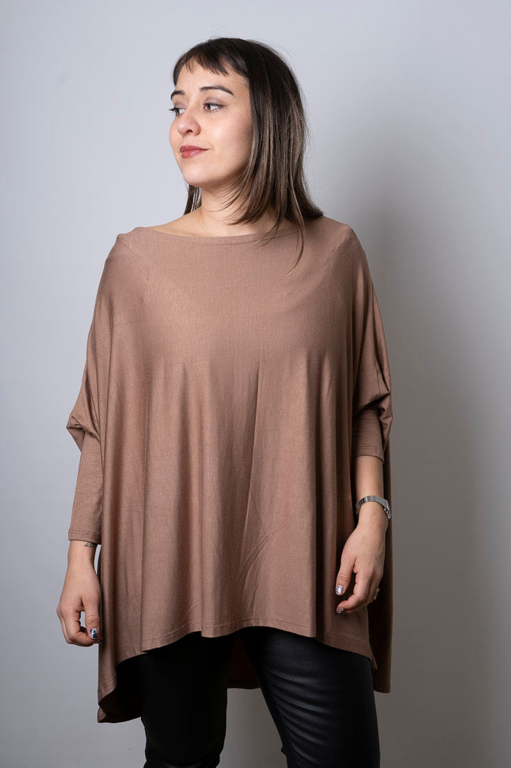 Polera Monica - con mangas - Cafe Taupe