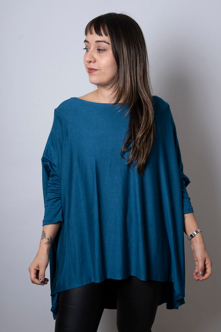 Polera Monica - con mangas - Azul petroleo