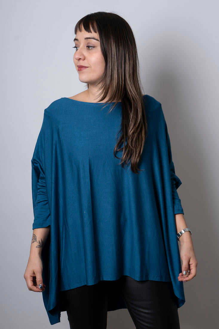 Polera Monica - con mangas - Azul petroleo