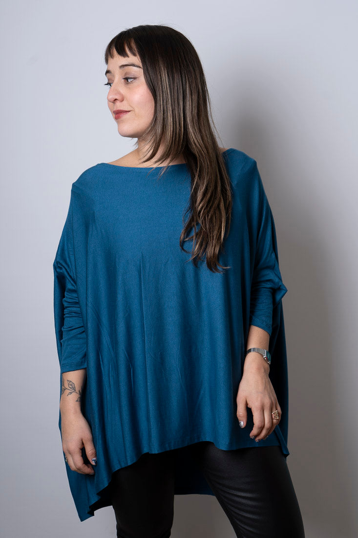 Polera Monica - con mangas - Azul petroleo