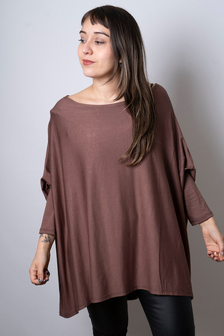 Polera Monica - con mangas - Cafe chocolate