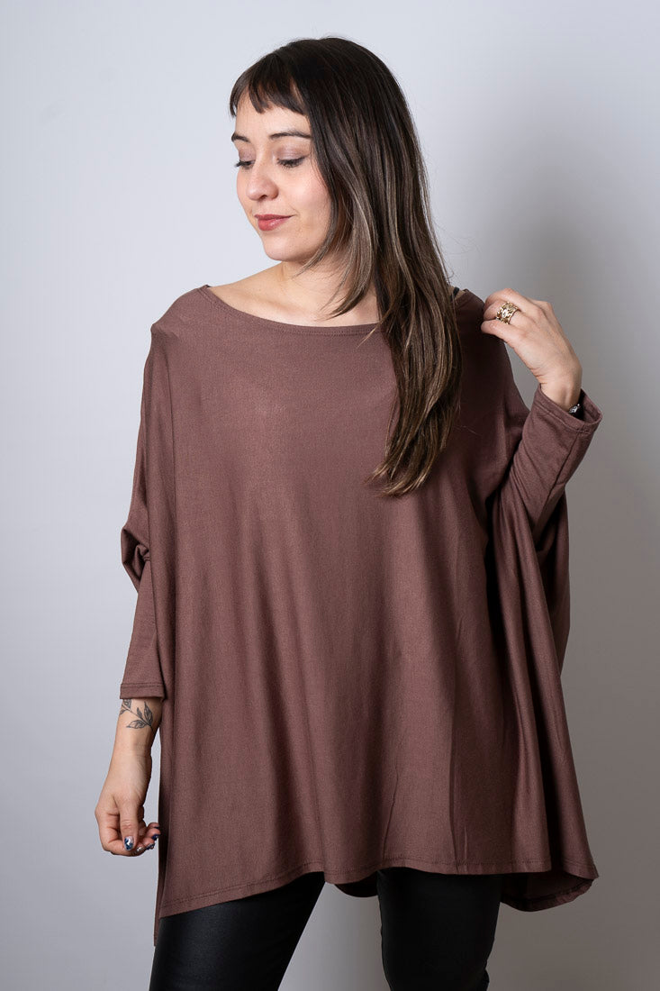 Polera Monica - con mangas - Cafe chocolate