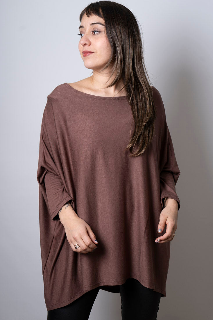 Polera Monica - con mangas - Cafe chocolate