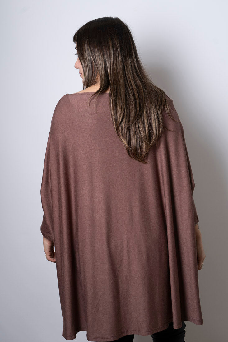 Polera Monica - con mangas - Cafe chocolate