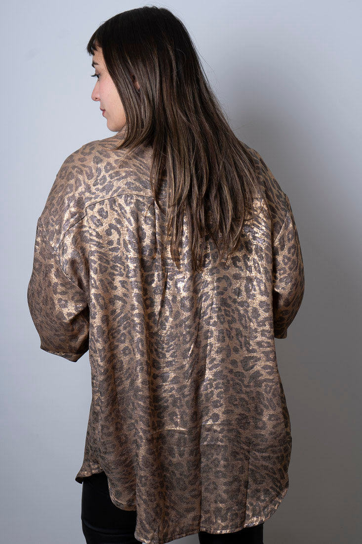 Blusa birillante - Animal print en tono dorado
