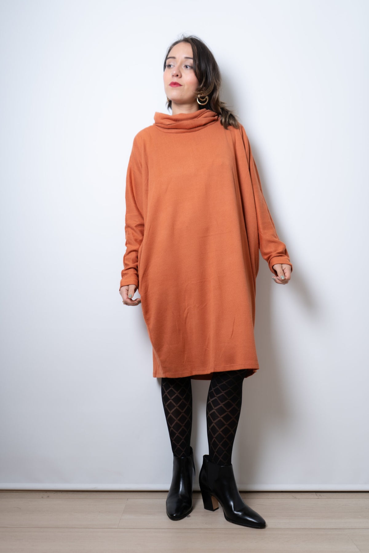 Vestido Lanilla algodón - con cuello - Naranjo