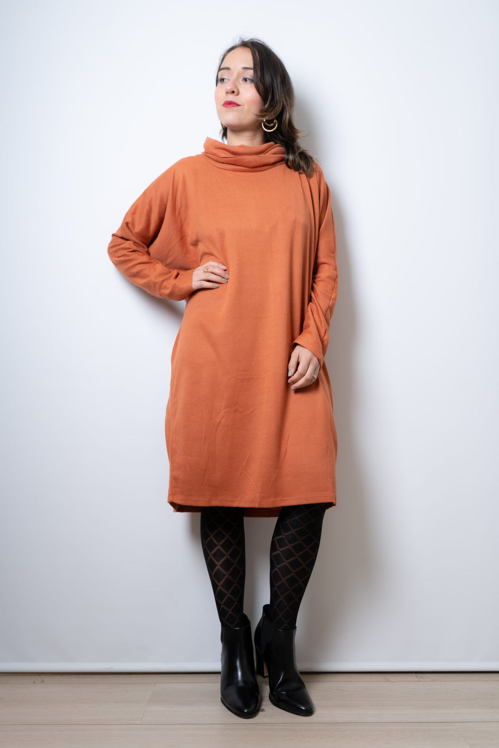 Vestido Lanilla algodón - con cuello - Naranjo