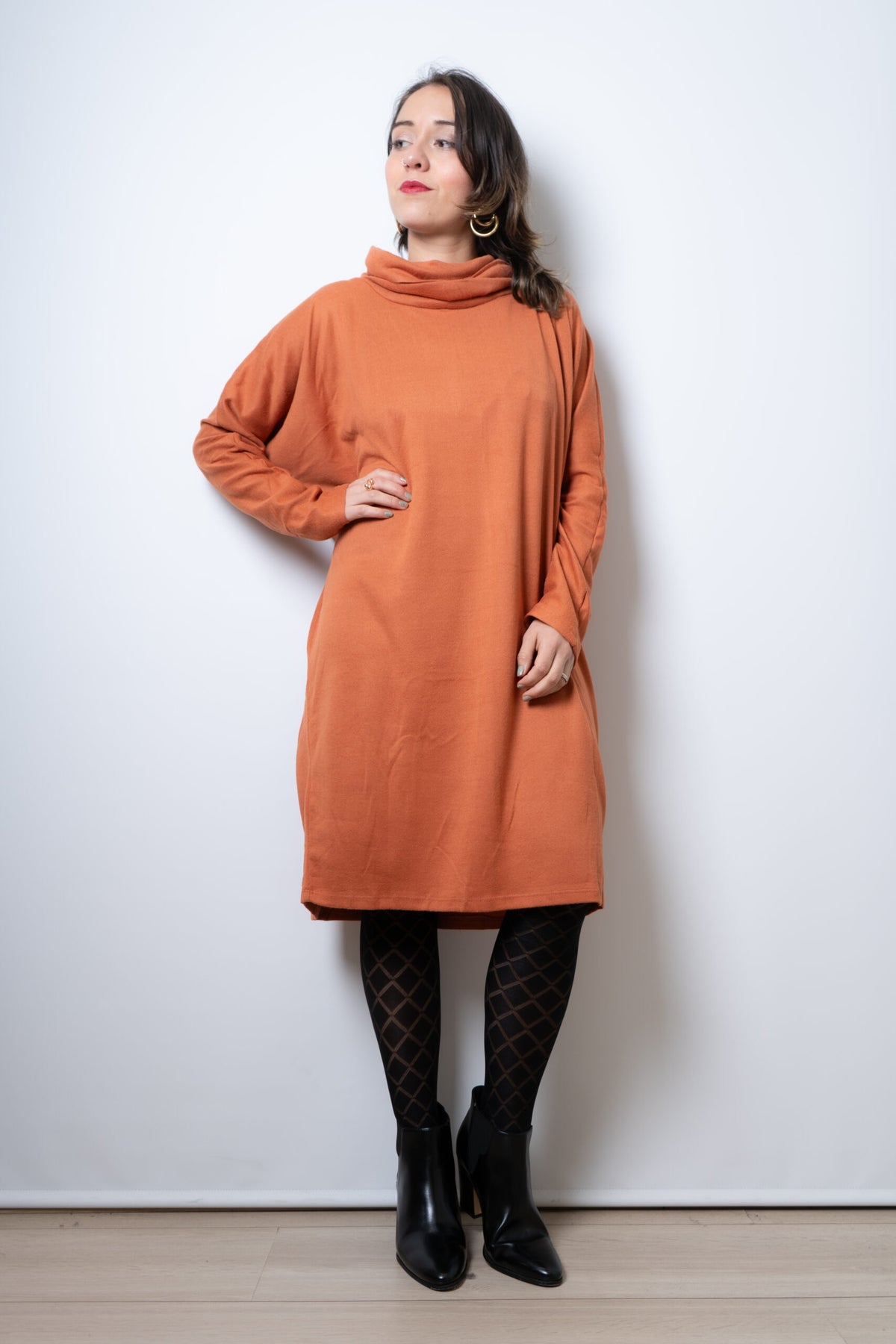 Vestido Lanilla algodón - con cuello - Naranjo