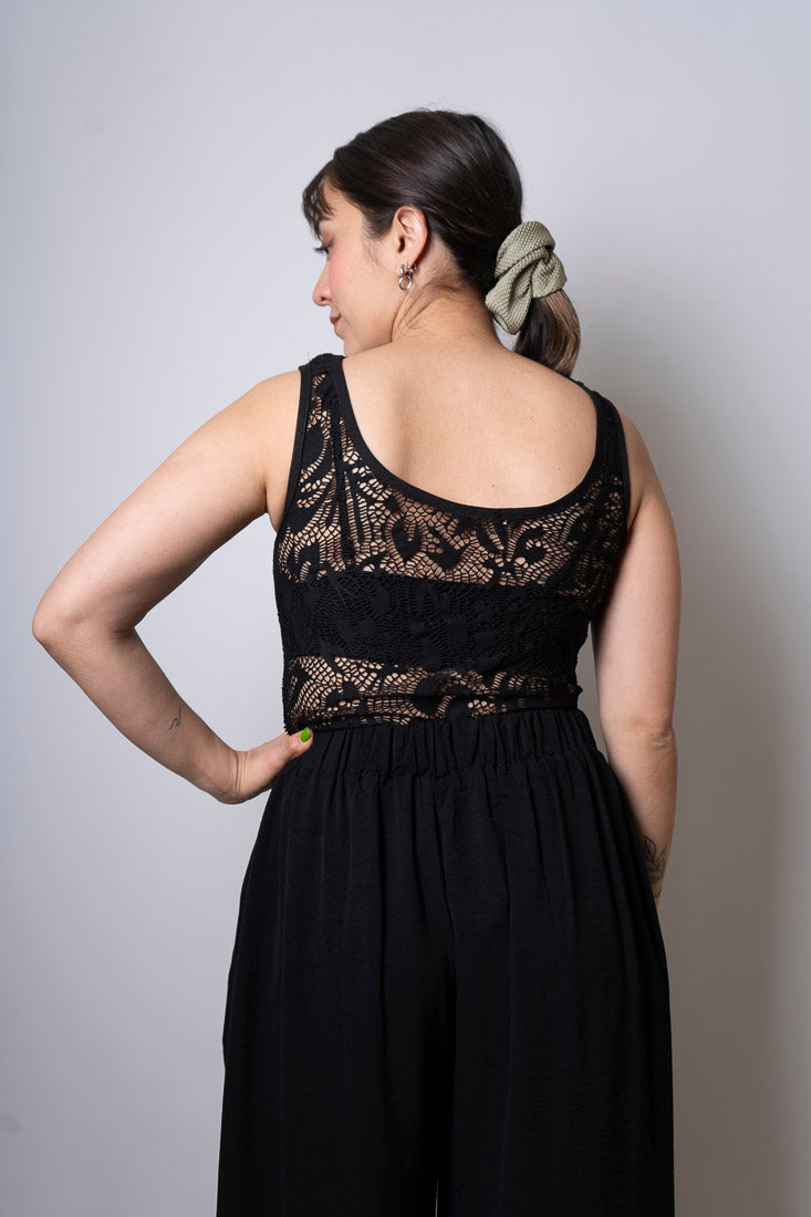 Body con transparencia - encaje - Negro
