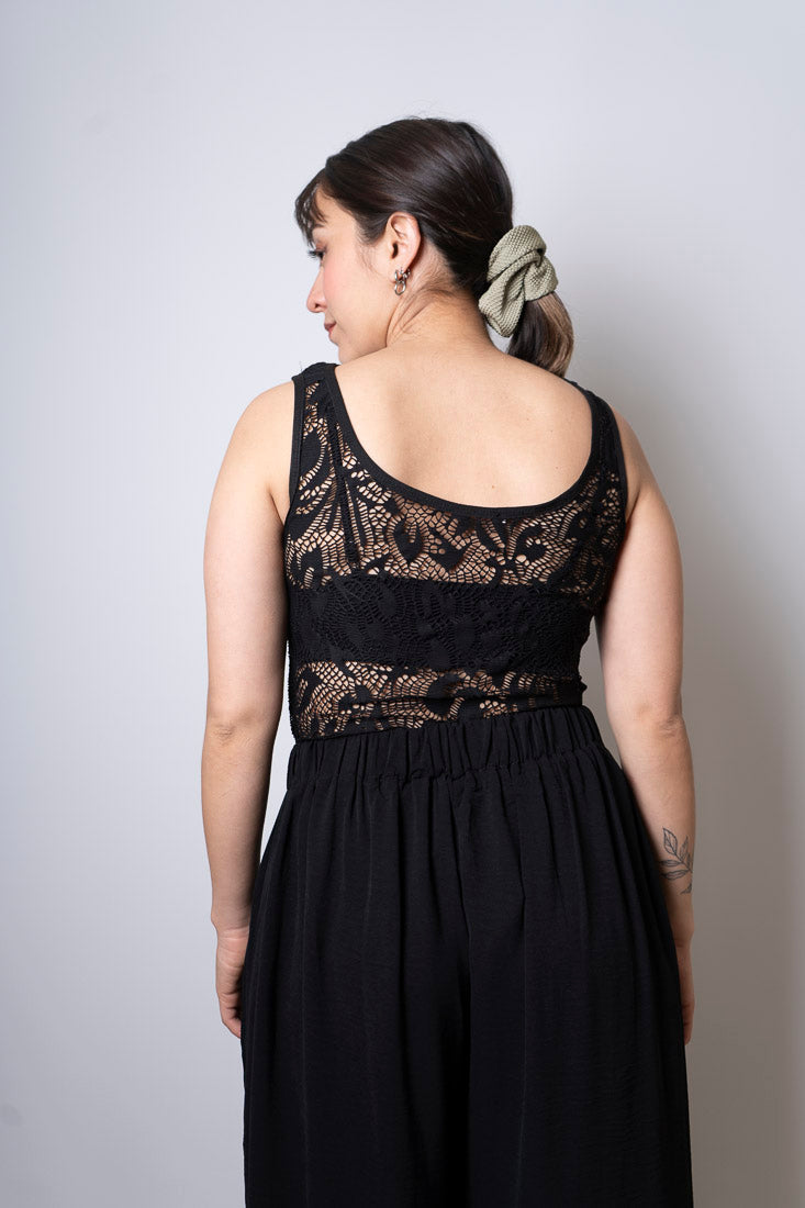 Body con transparencia - encaje - Negro