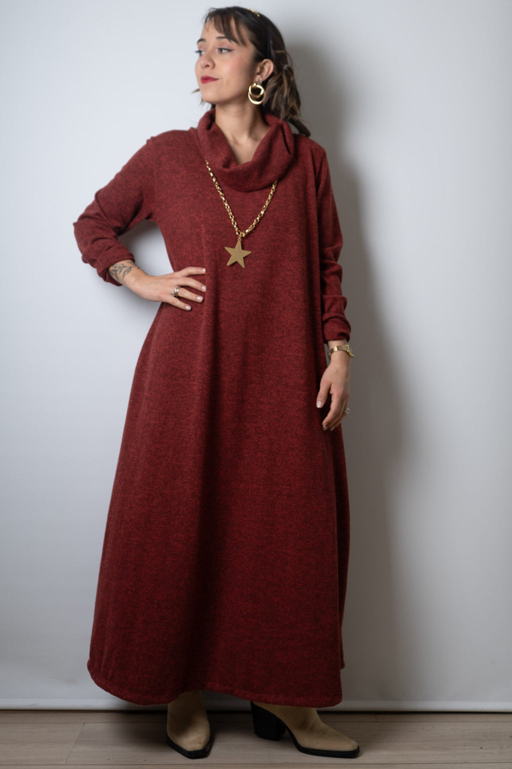 Vestido Moni  - Burdeo