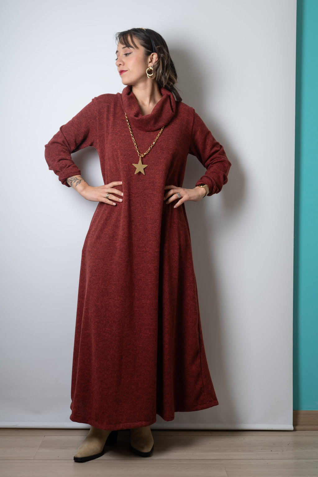 Vestido Moni  - Burdeo