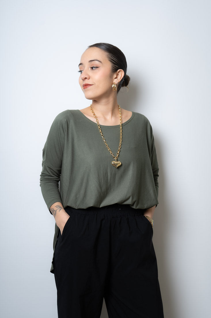 Polera  Colomba -algodón -Verde musgo