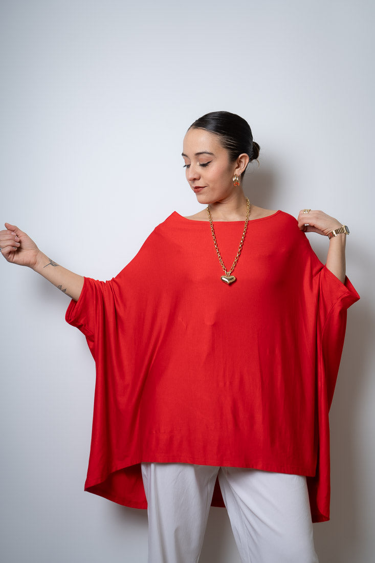 Polera Monica - Rojo - manga corta