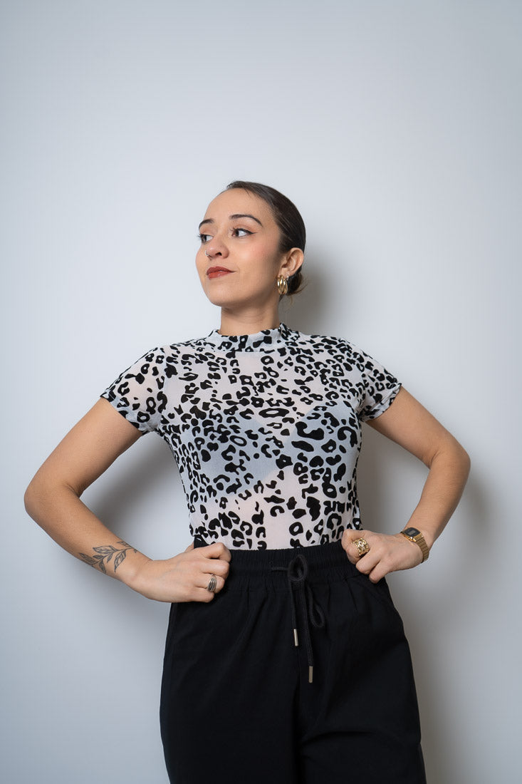 Body Animal print - manga corta - Blanco