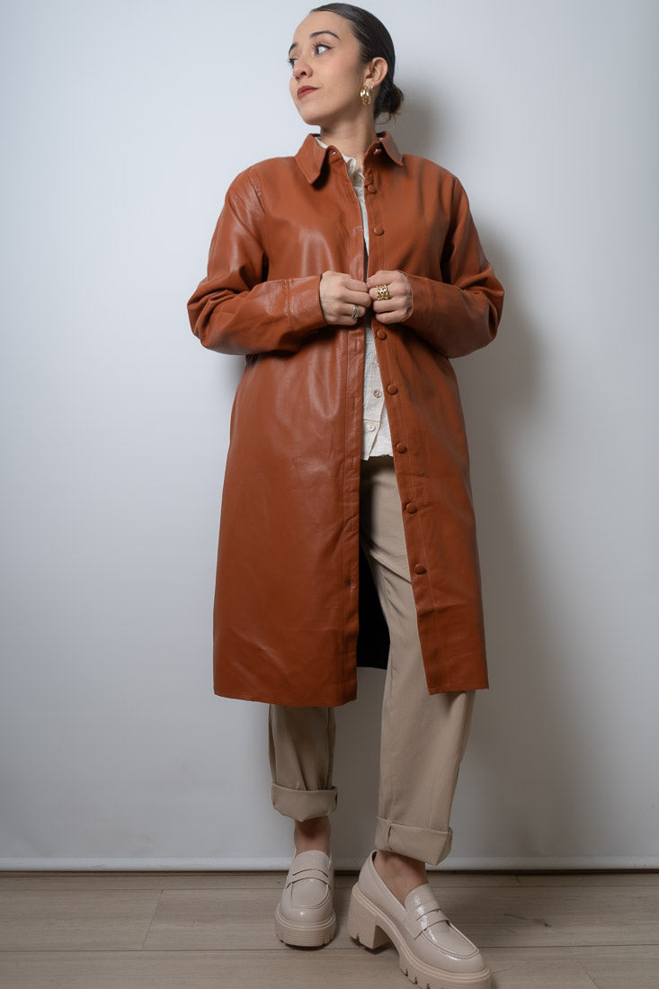 Chaqueton ecocuero bolsillos - Cafe camel