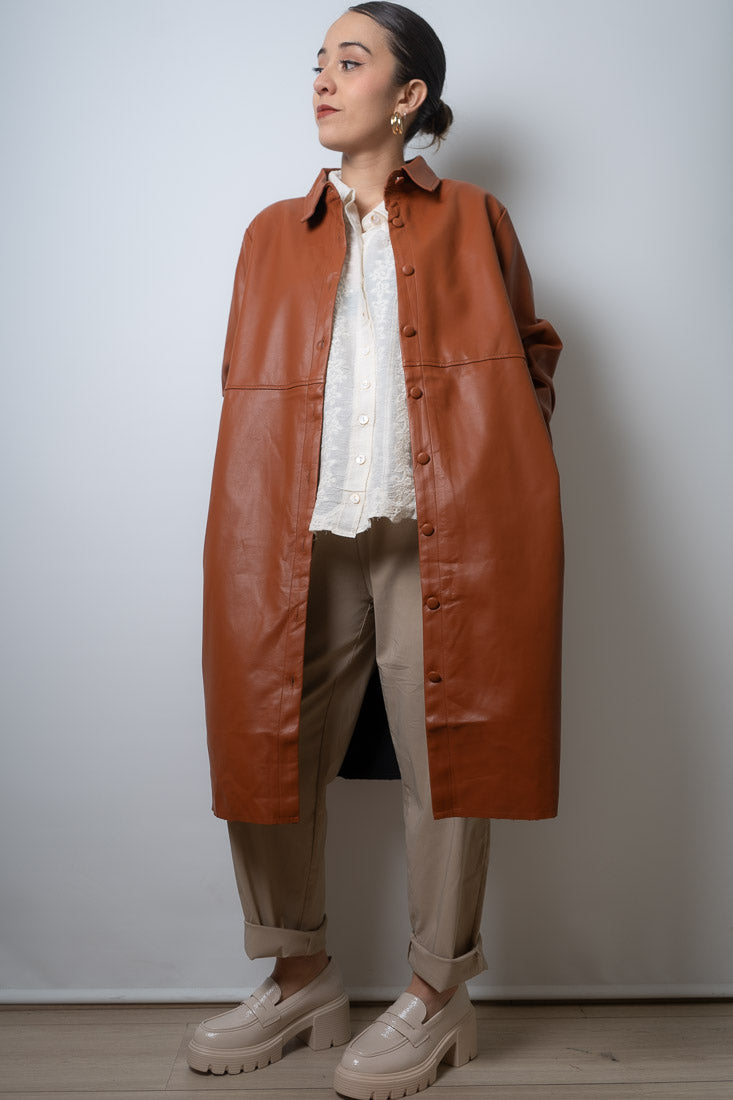 Chaqueton ecocuero bolsillos - Cafe camel