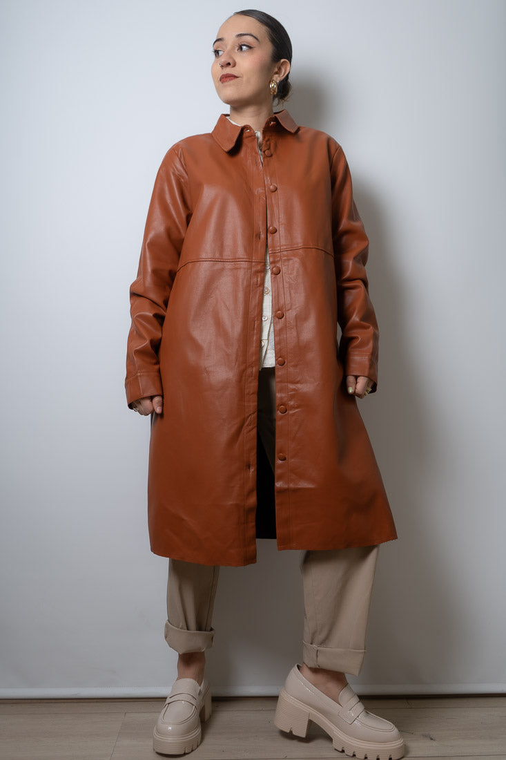 Chaqueton ecocuero bolsillos - Cafe camel