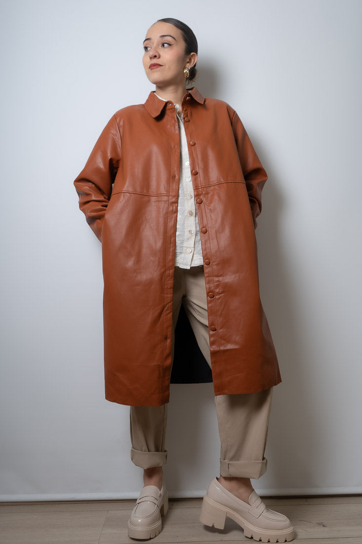 Chaqueton ecocuero bolsillos - Cafe camel