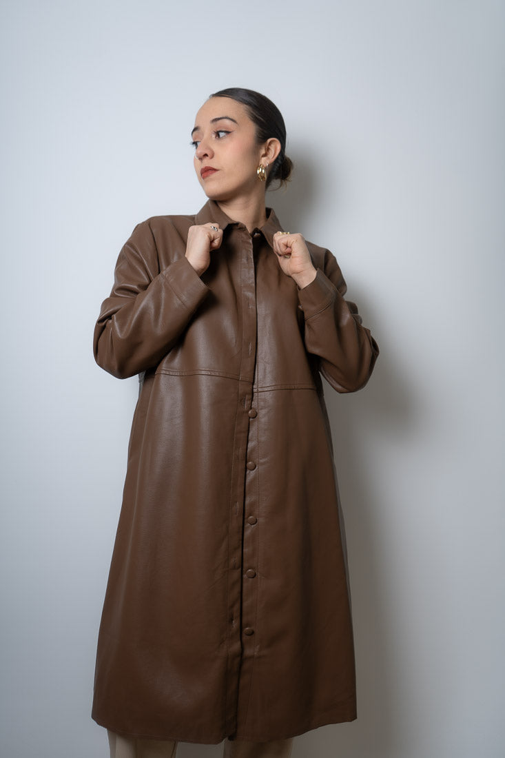 Chaqueton ecocuero bolsillos - Cafe