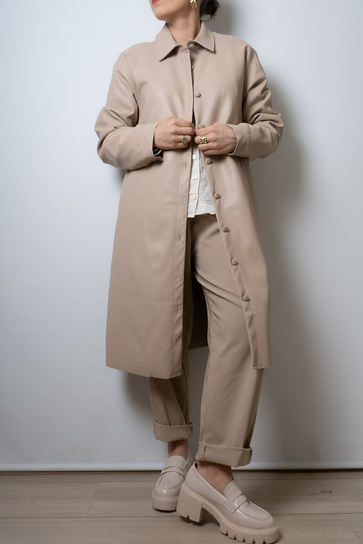 Chaqueton ecocuero bolsillos - Crema
