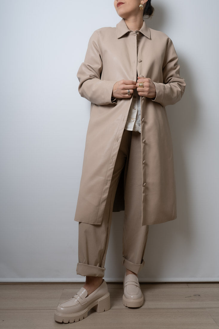 Chaqueton ecocuero bolsillos - Crema