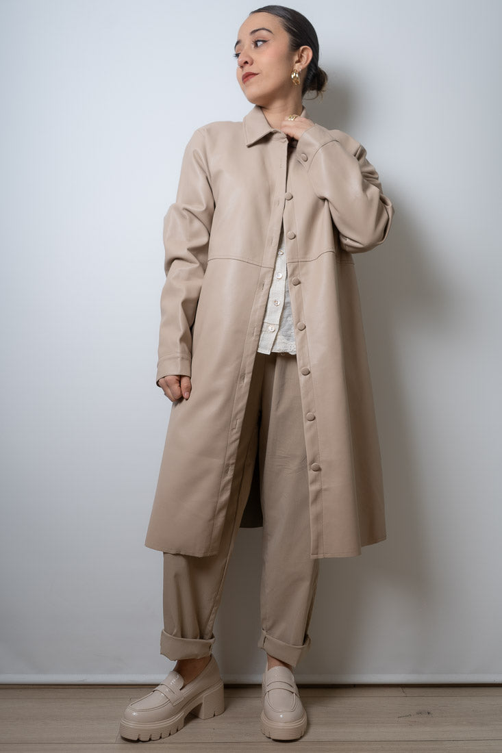 Chaqueton ecocuero bolsillos - Crema