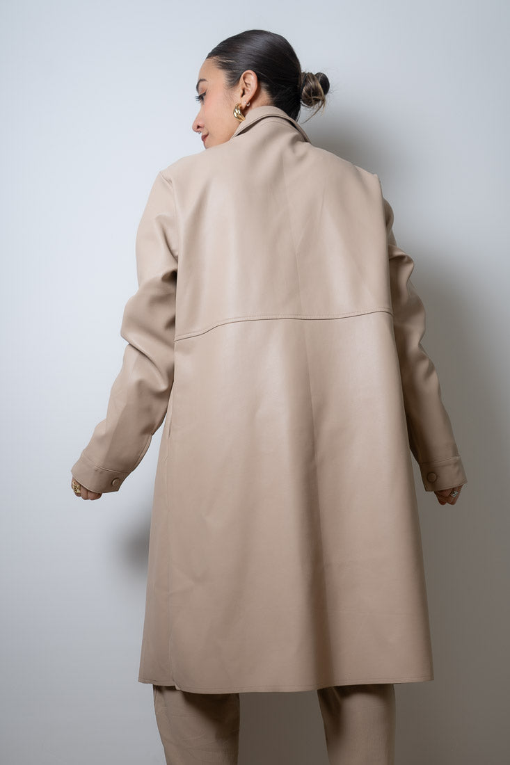 Chaqueton ecocuero bolsillos - Crema