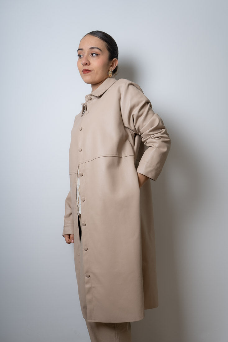 Chaqueton ecocuero bolsillos - Crema
