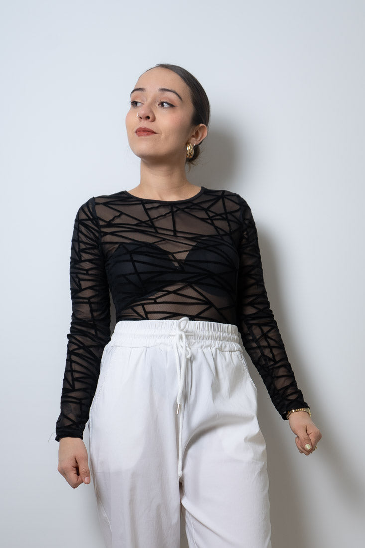 Body Animal print - Lineas - Negro