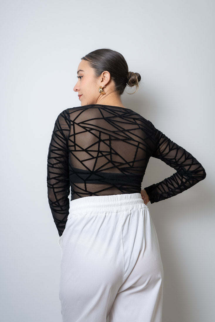 Body Animal print - Lineas - Negro