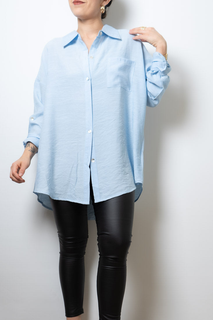 Blusa Lisa - un bolsillo - Celeste