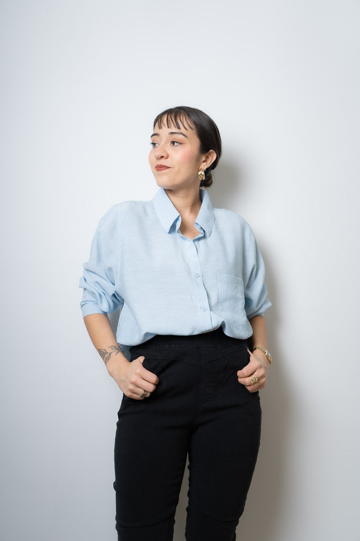 Blusa Fer - un bolsillo - Celeste