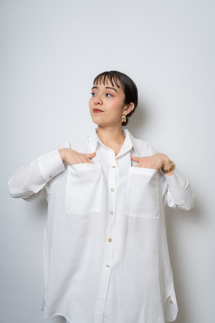 Blusa Fer - dos bolsillos - Blanca