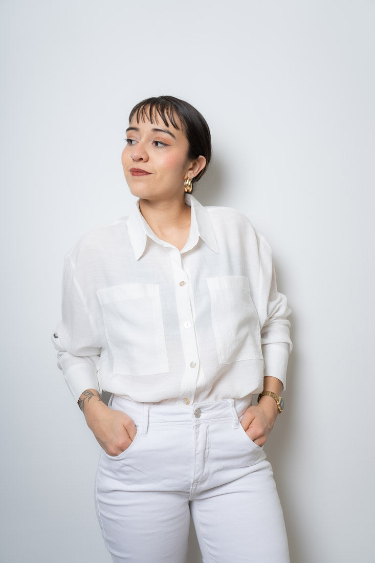 Blusa Fer - dos bolsillos - Blanca