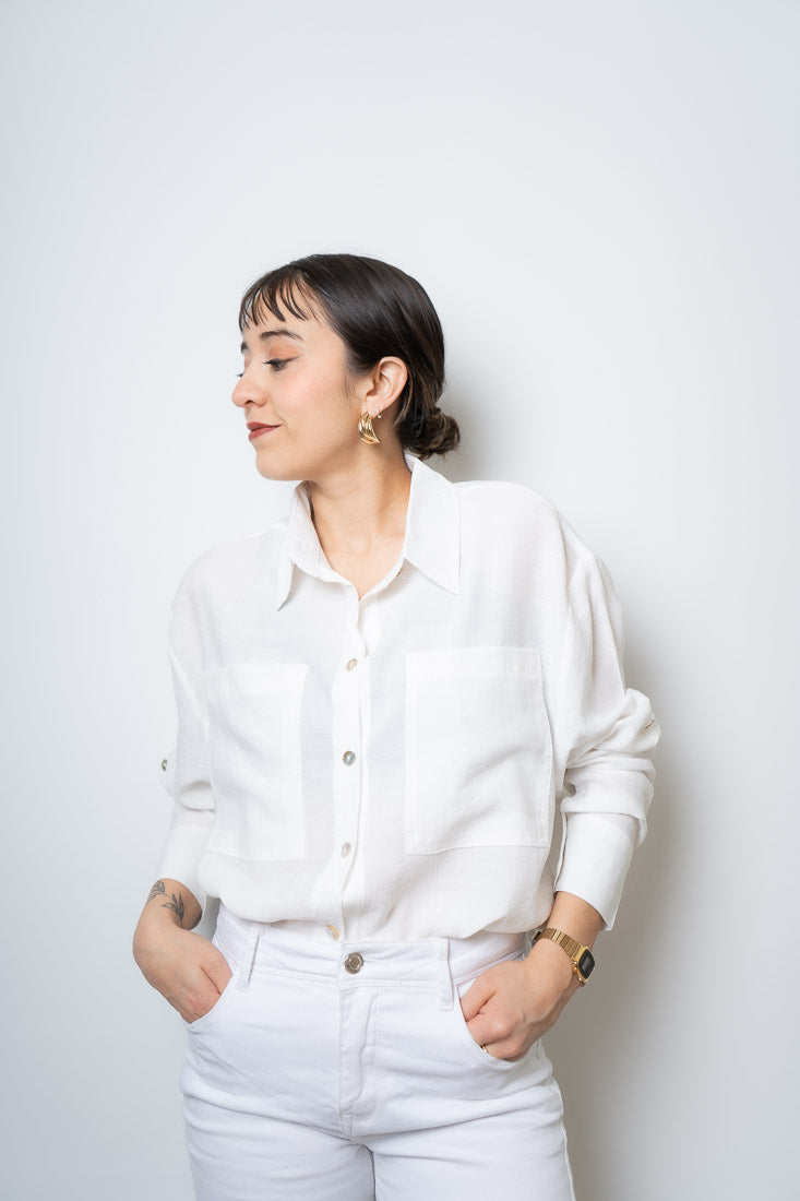 Blusa Fer - dos bolsillos - Blanca
