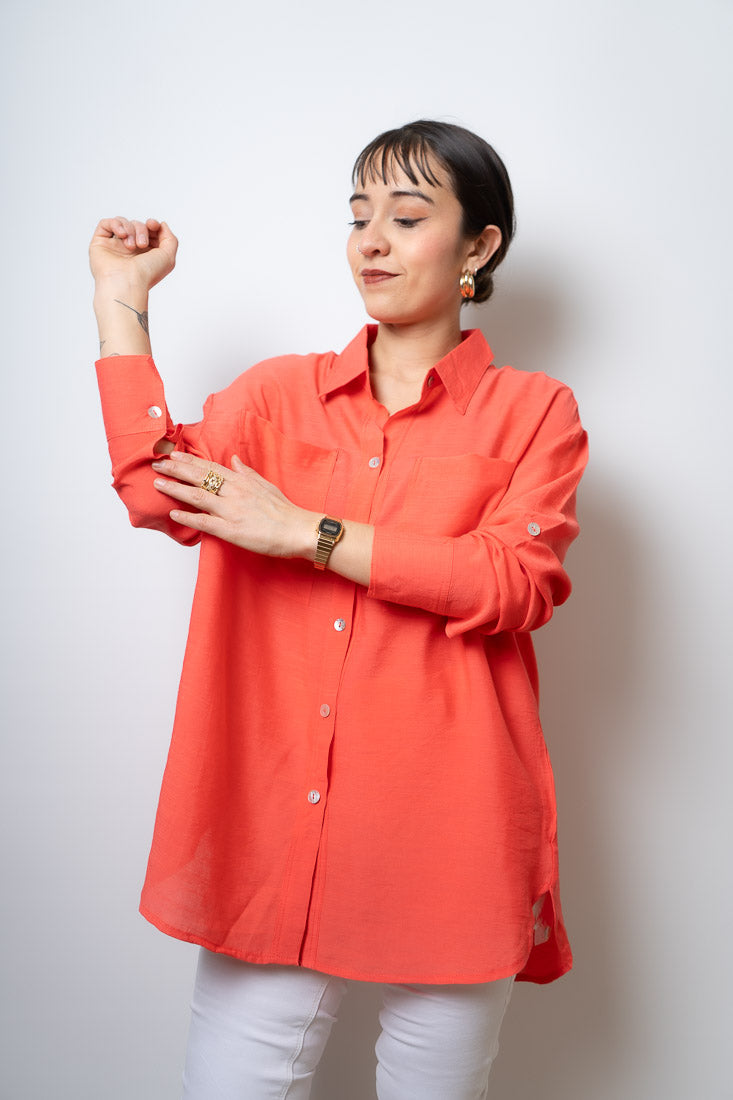 Blusa Fer - dos bolsillos - Coral