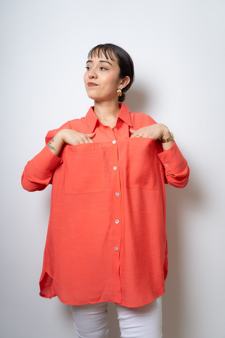 Blusa Fer - dos bolsillos - Coral