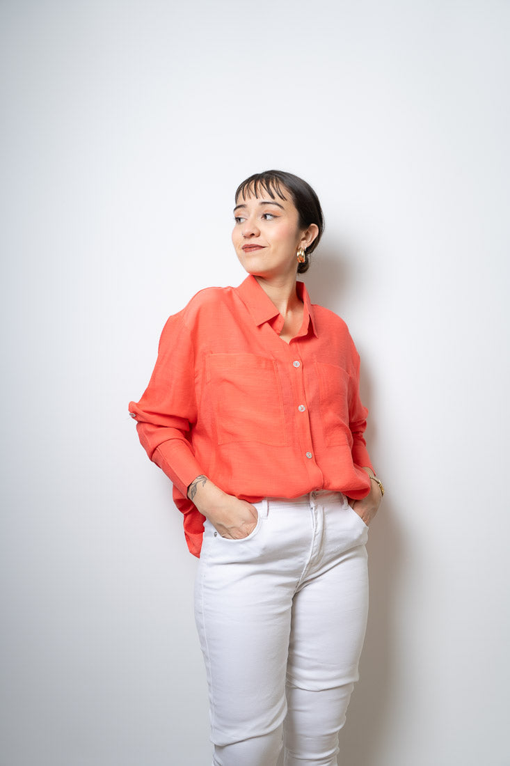 Blusa Fer - dos bolsillos - Coral