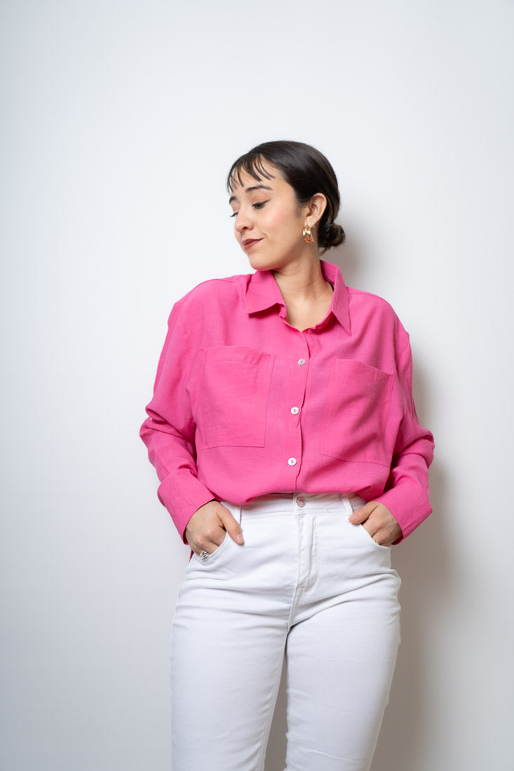 Blusa Fer - dos bolsillos - Fucsia