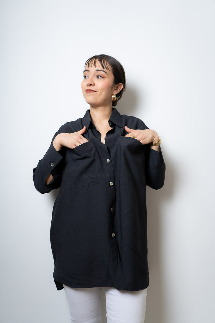 Blusa Fer - dos bolsillos - Negro