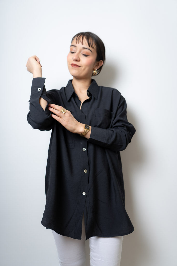Blusa Fer - dos bolsillos - Negro