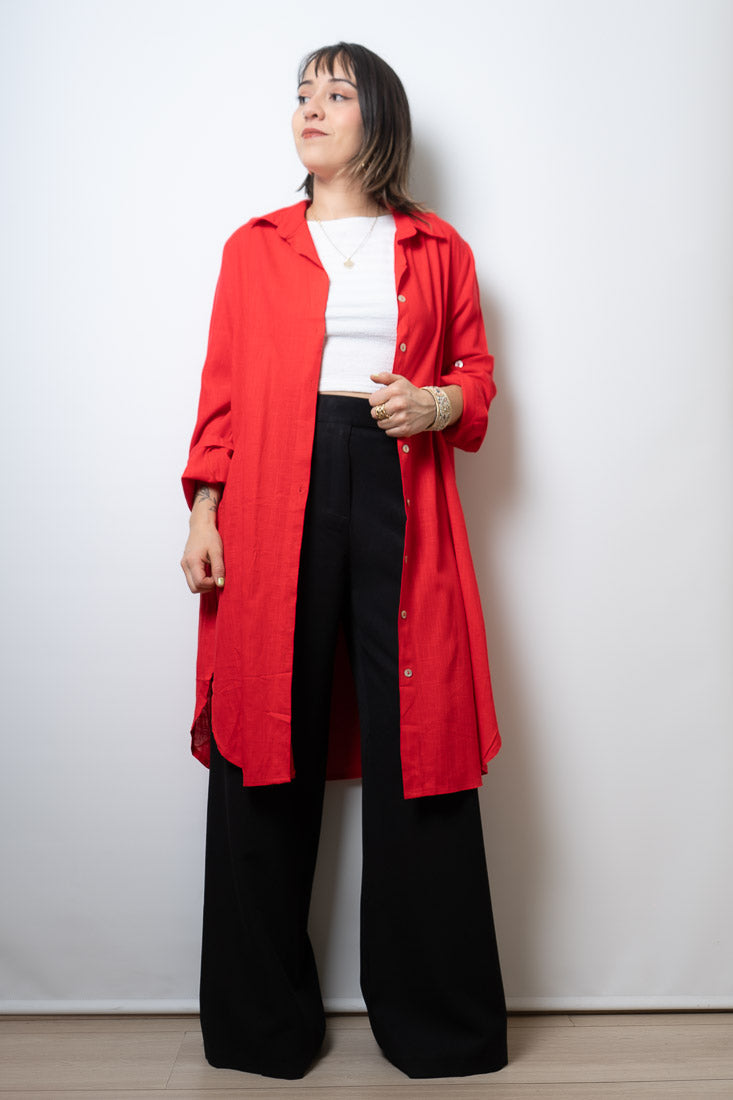 Camisa Lino Bianca - Roja
