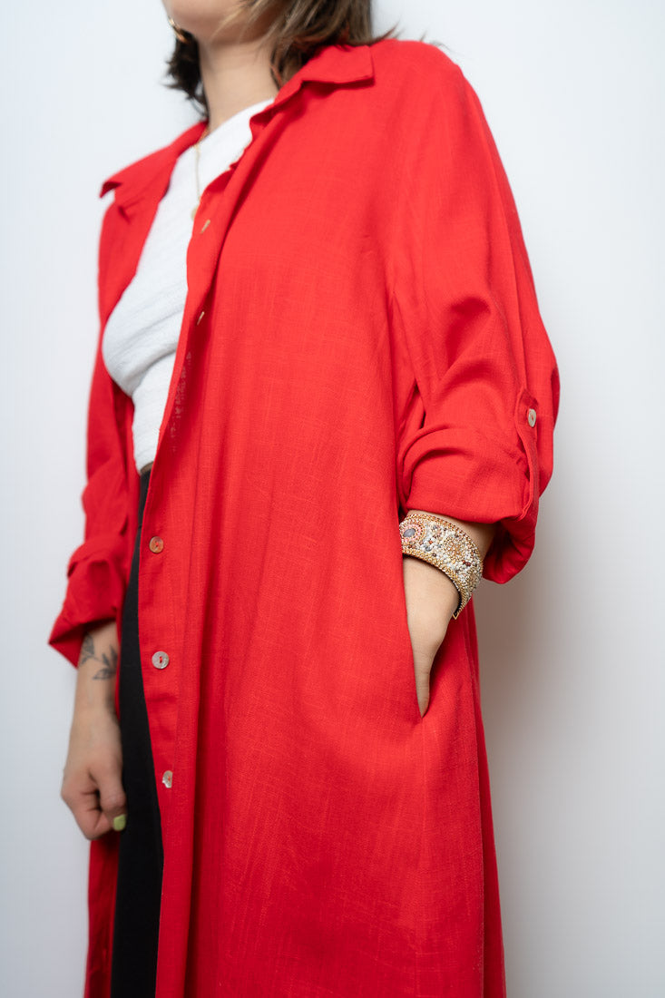 Camisa Lino Bianca - Roja