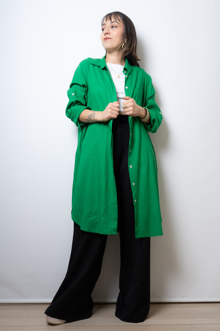 Camisa Lino Bianca - Verde